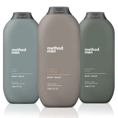 Method Men Sea Surf bottle — invigorating scent and quick cleanse for a refreshing shower.