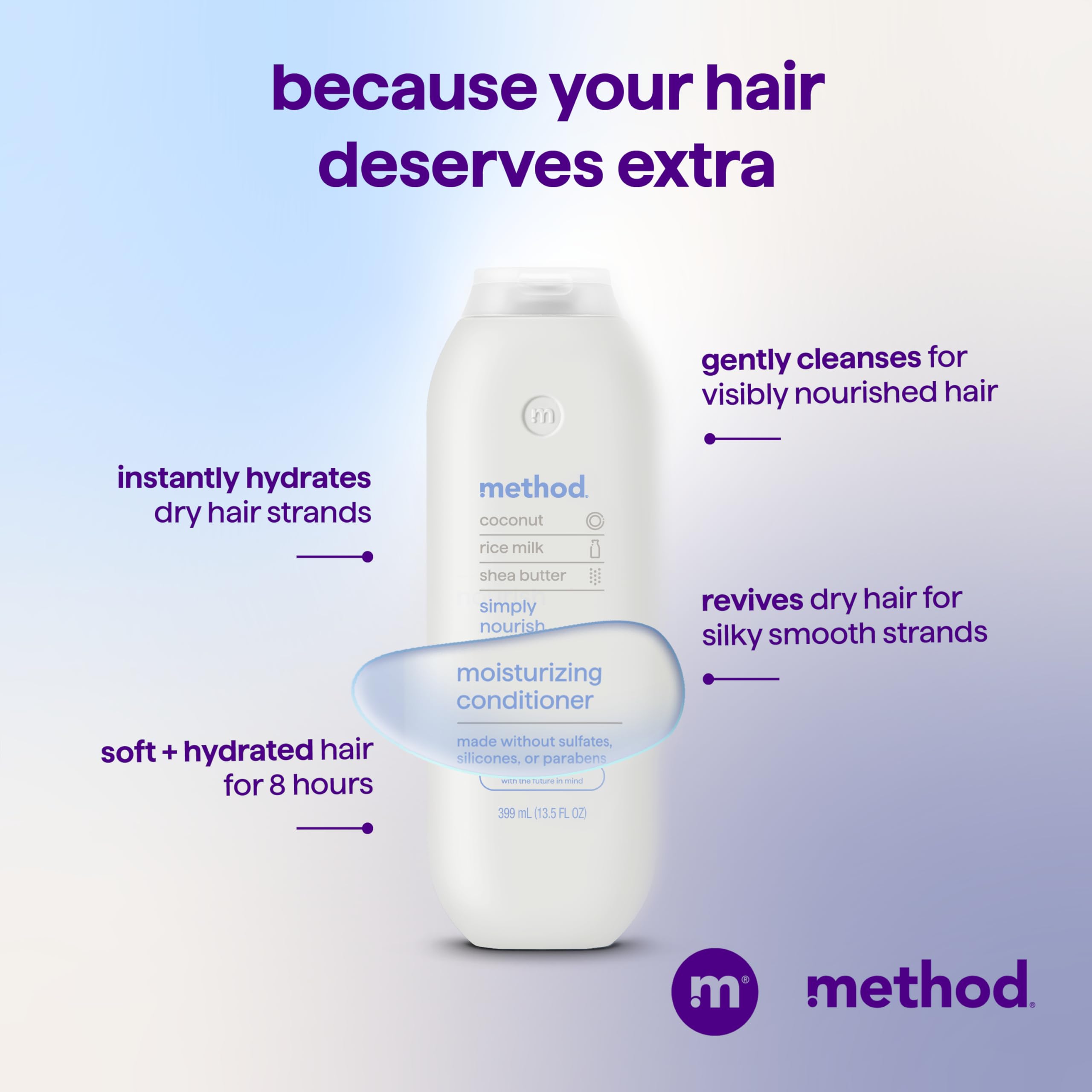 Aroma de coco y leche de arroz de Method Simply Nourish en la ducha.