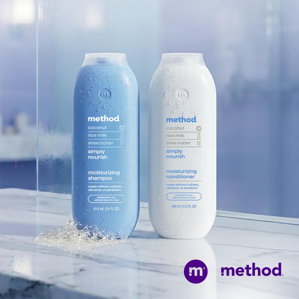 Bottle made with 80% recycled plastic highlights sustainable packaging.