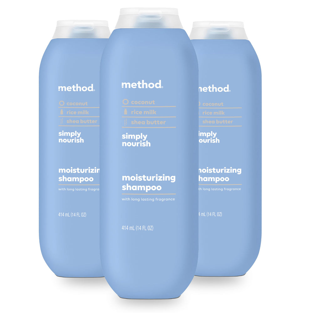 Method Simply Nourish bottle showcases eco-friendly packaging and long-lasting hydration.