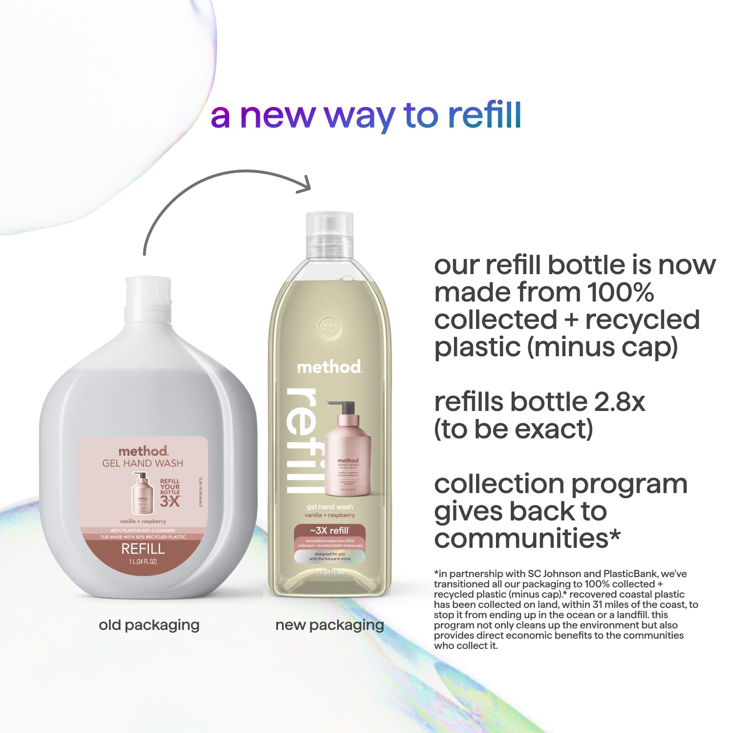 Scent notes of vanilla coconut and black raspberry linger after wash