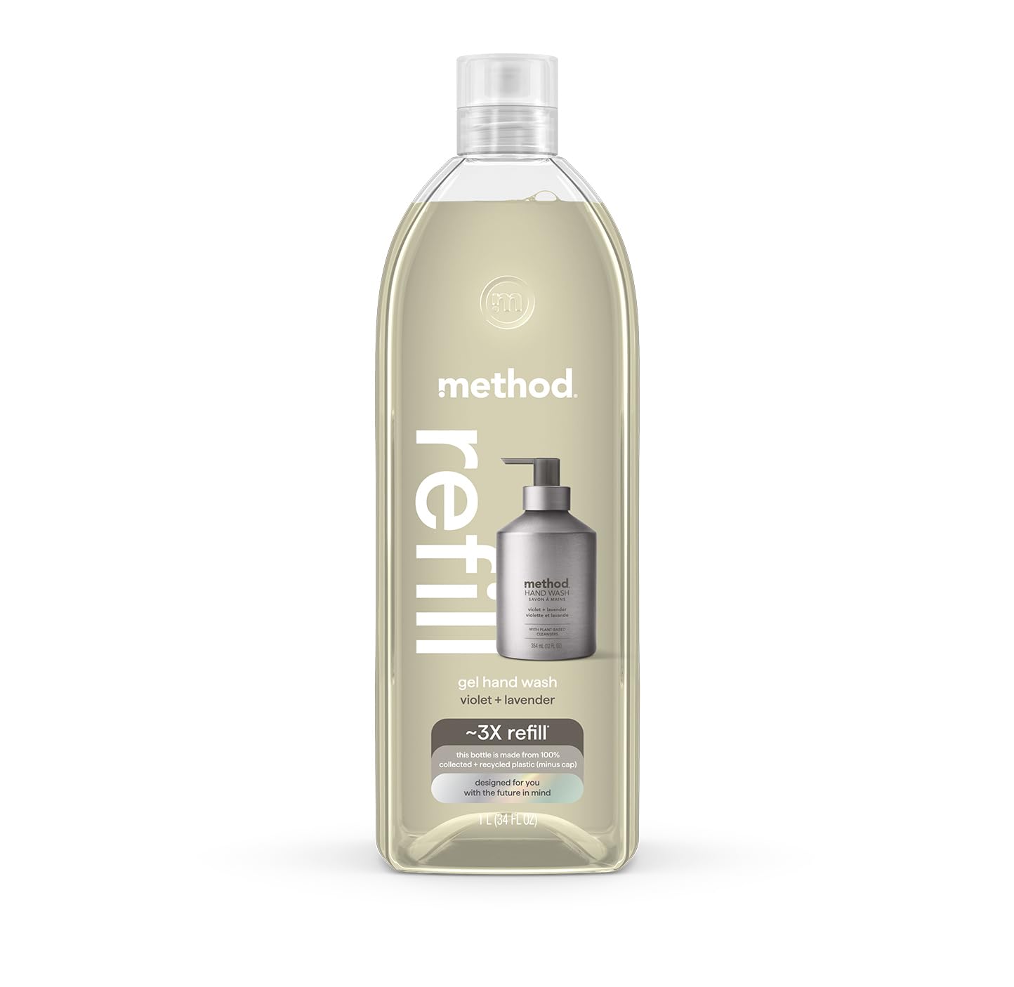 Method Premium Gel Hand Wash Refill front view in violet lavender scent for a fresh wash