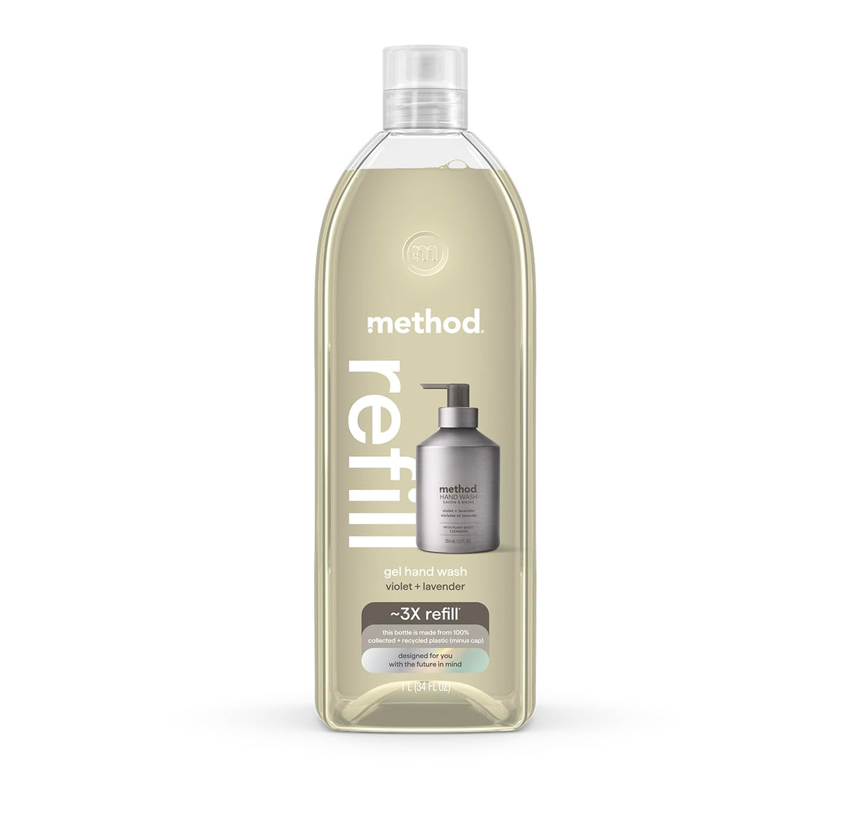 Method Premium Gel Hand Wash Refill front view in violet lavender scent for a fresh wash