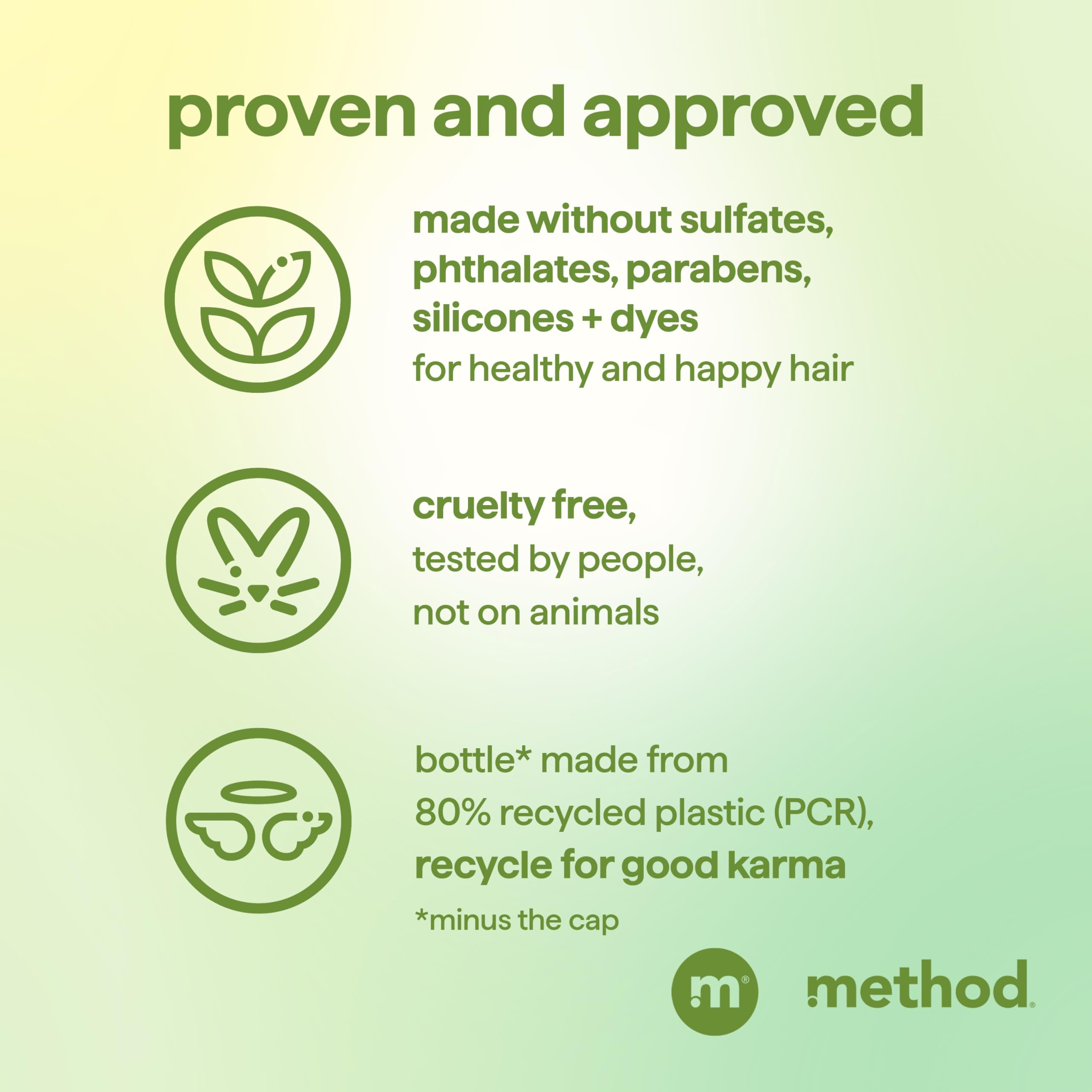 Flujo del acondicionador Mindful Matcha, vertido suave y sin goteos.