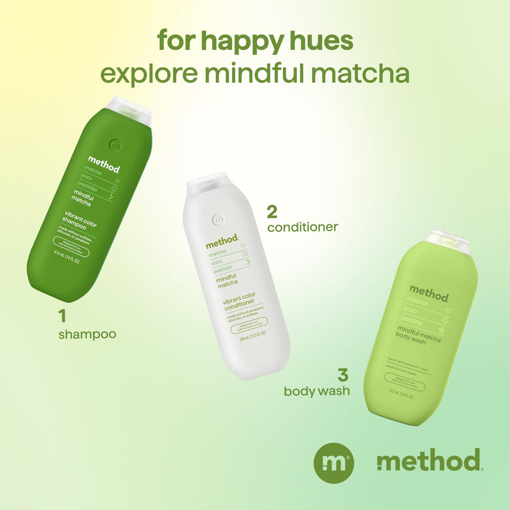 Ingredientes clave Mindful Matcha yuzu en el acondicionador de Method para color.