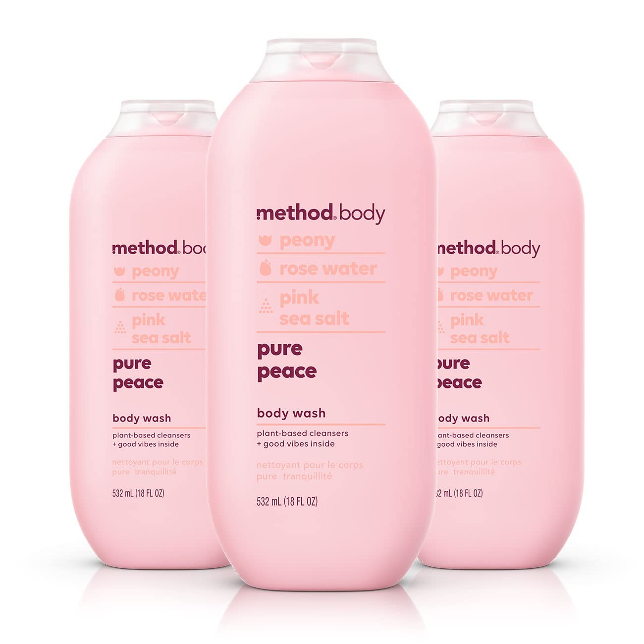 Method Pure Peace bottle front shows detoxifying formula and spa-like scent