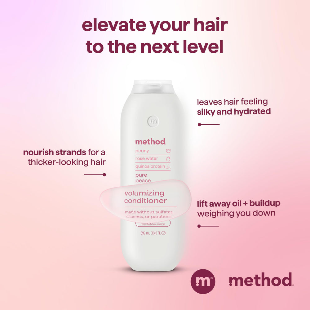 Method Pure Peace conditioner bottle on sink in a clean everyday routine