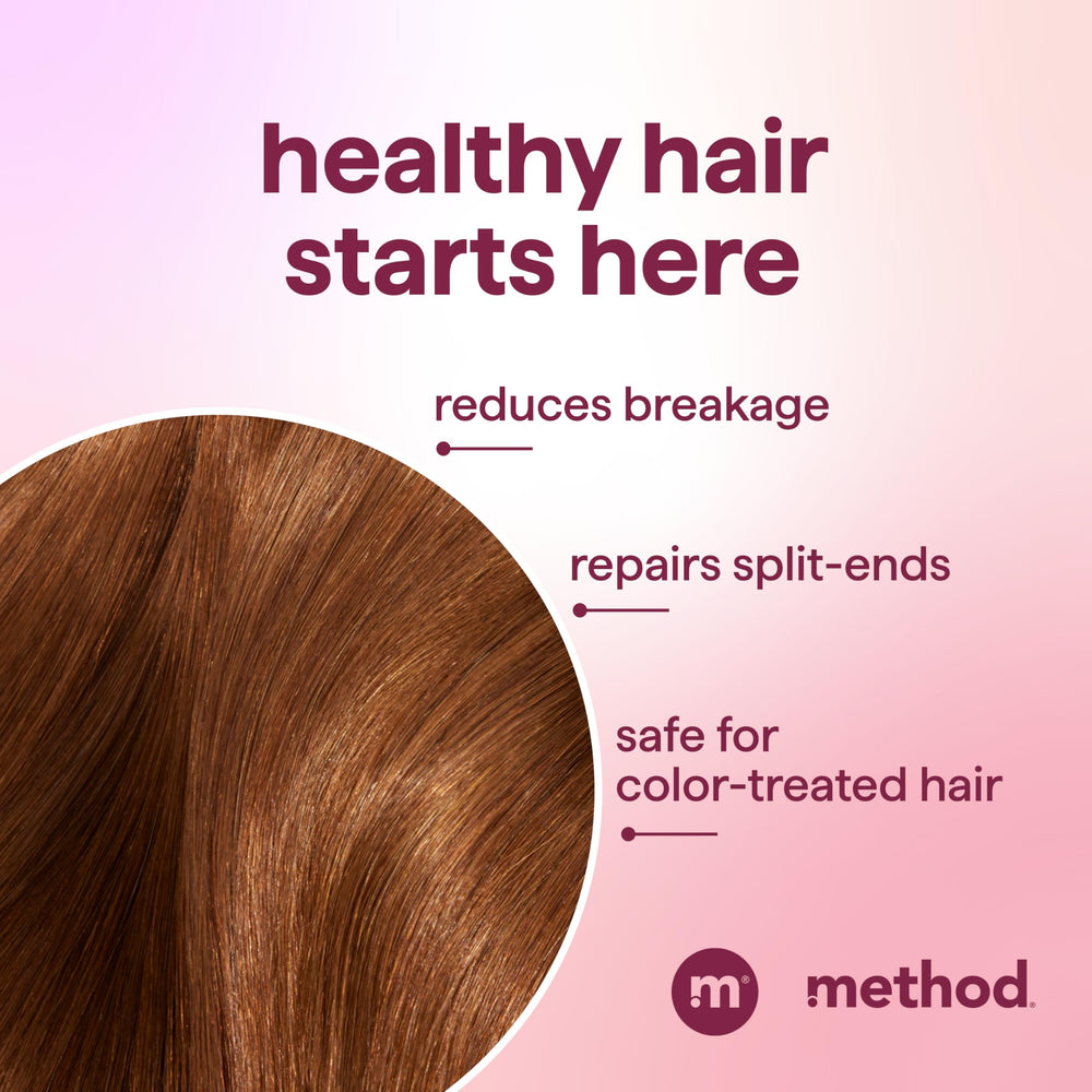 Method Pure Peace conditioner texture closeup reveals creamy slip for easy distribution