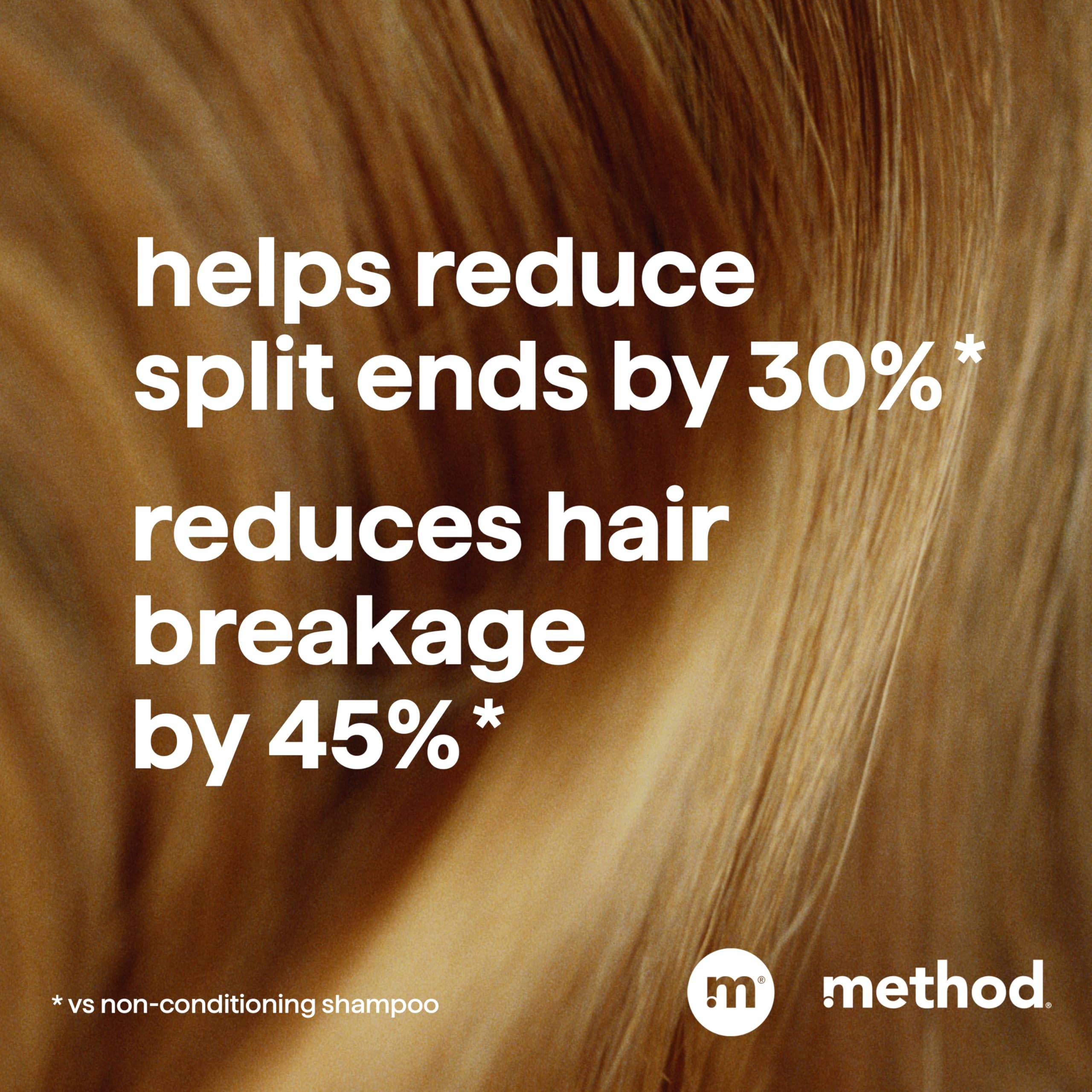Close-up of Method Island Mist shampoo lather delivering soft, shiny hair.