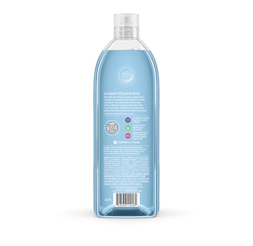 Close-up of Method Sea Minerals refill bottle highlighting bergamot lemon rosemary notes