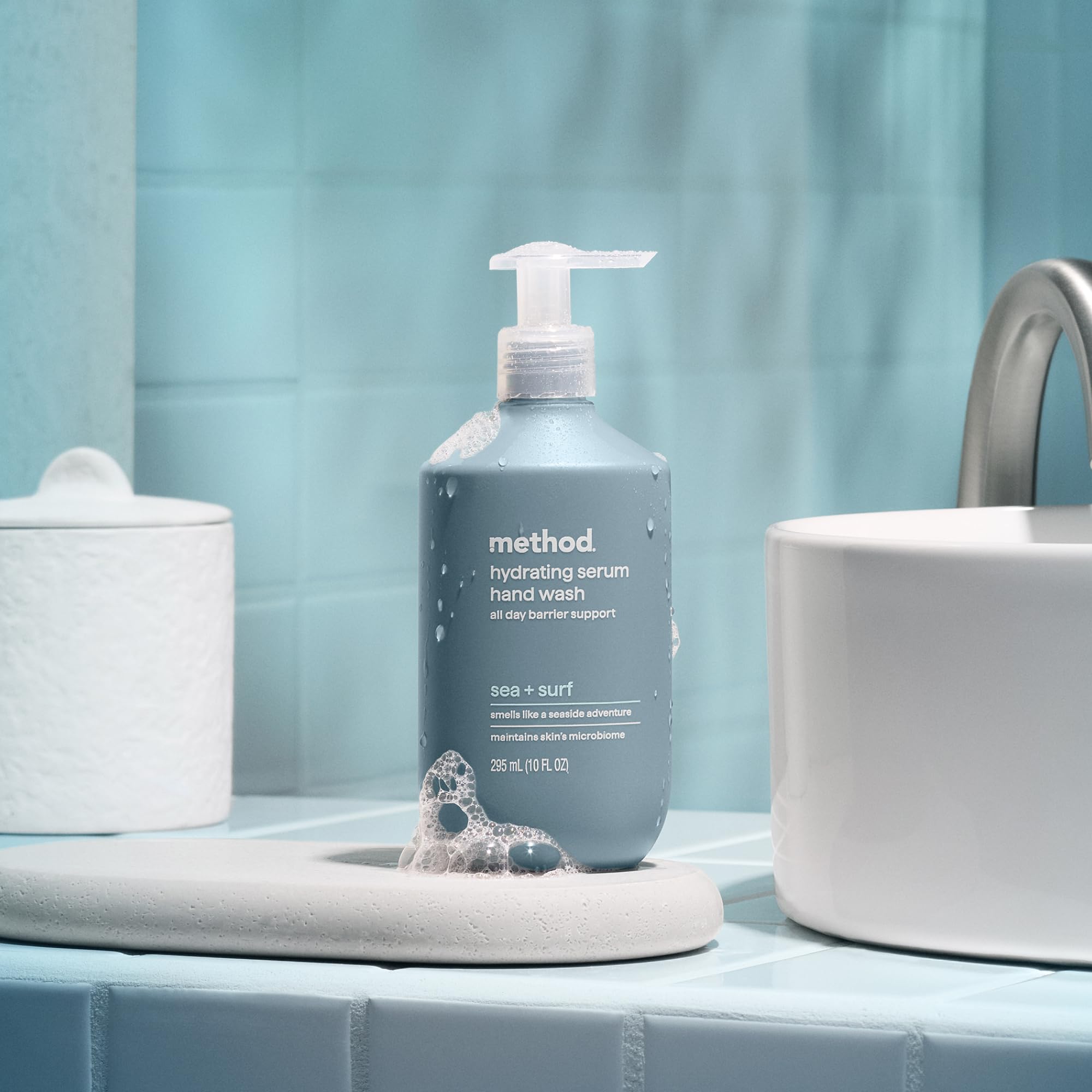 Sea + Surf aroma and clean routine from Method hand wash.