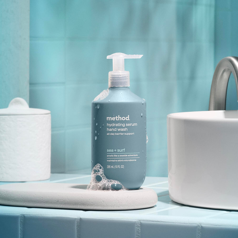 Sea + Surf aroma and clean routine from Method hand wash.