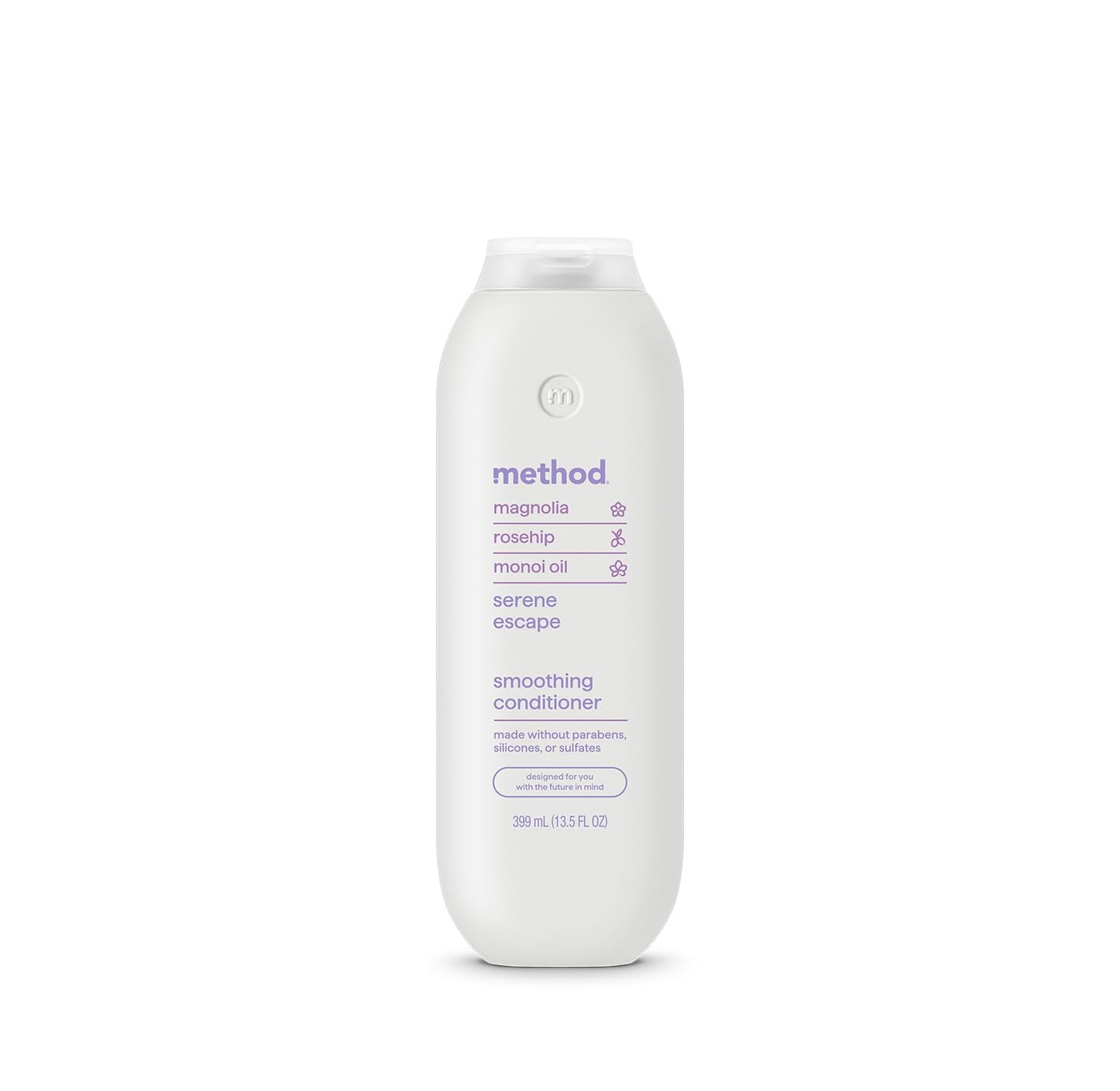 Method Smoothing Conditioner Serene Escape bottle showing frizz control for sleek, smooth hair
