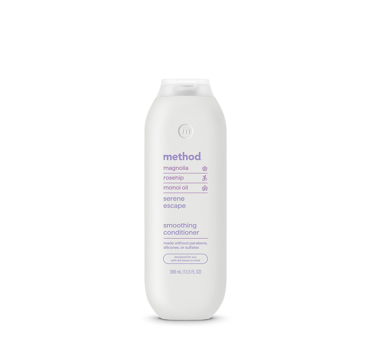 Method Smoothing Conditioner Serene Escape bottle showing frizz control for sleek, smooth hair