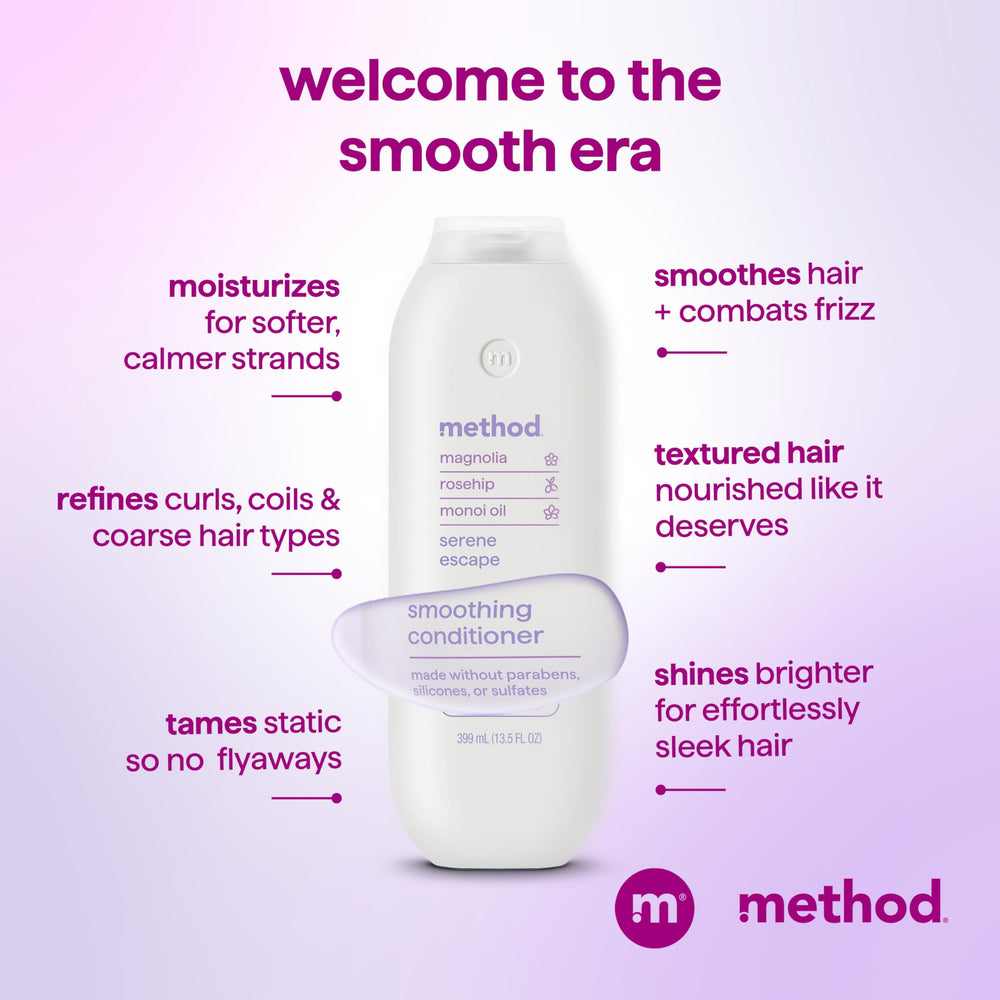 Method Smoothing Conditioner Serene Escape dispenser shows easy distribution for even coverage