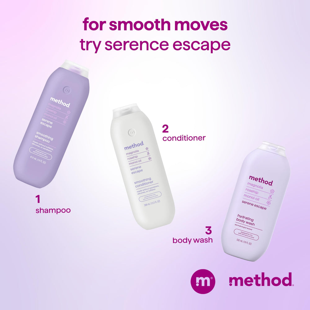 Long-lasting fragrance remains after shower with Method Smoothing Shampoo