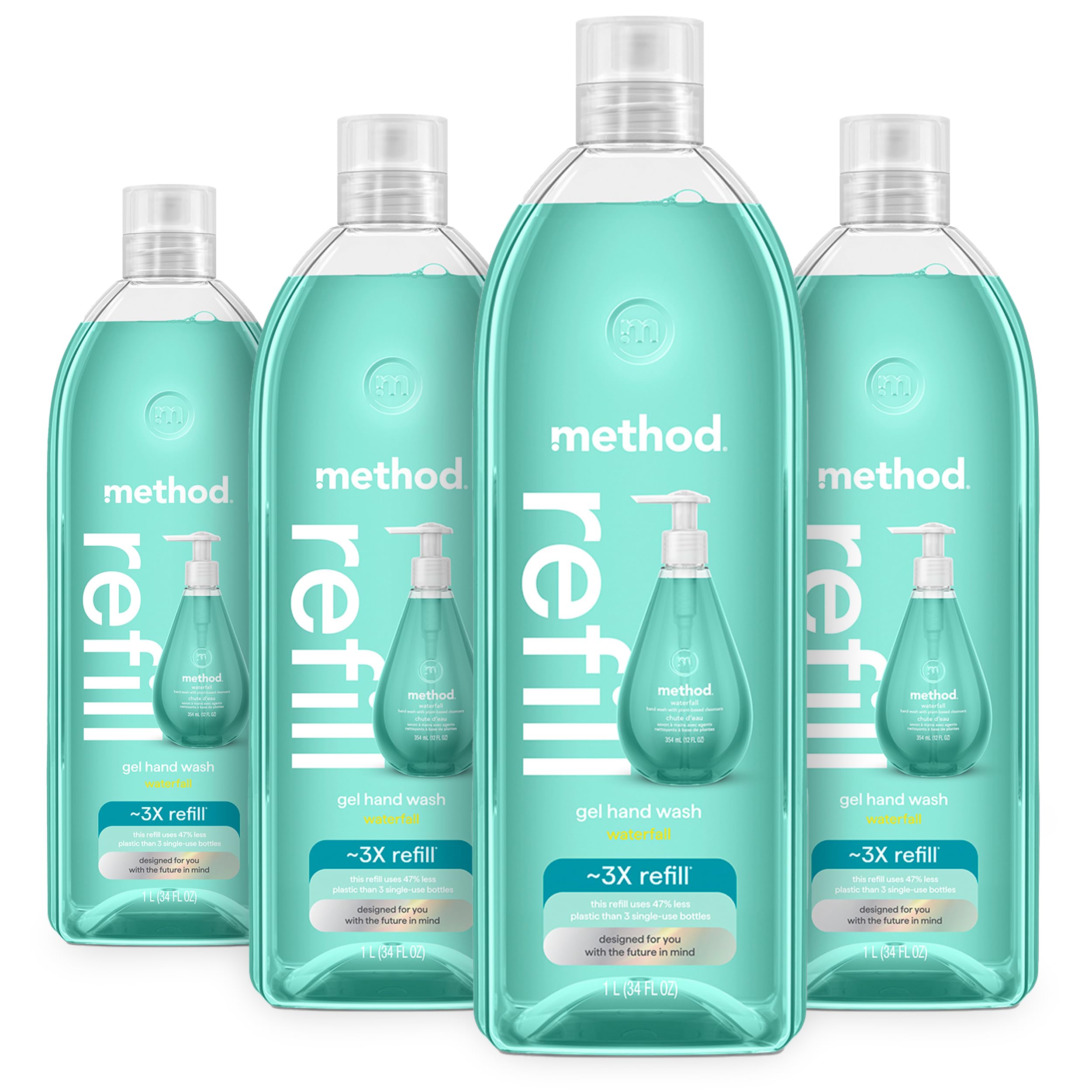 Method Waterfall refill bottle pour shows easy, mess-free refilling for busy kitchens.