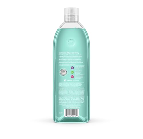 Close-up of Method Waterfall refill label highlights eco-friendly packaging and recyclability.