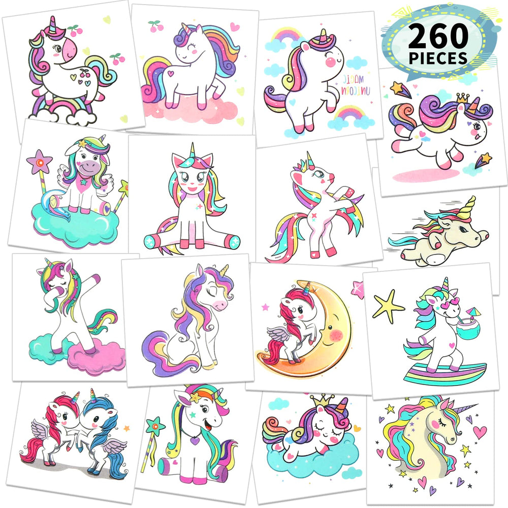 Metker tatuajes temporales con unicornio, impermeables para fiestas en la piscina
