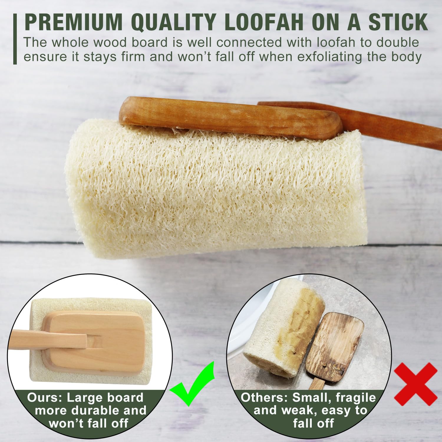 METLUCK mango de madera largo facilita el alcance de la espalda.
