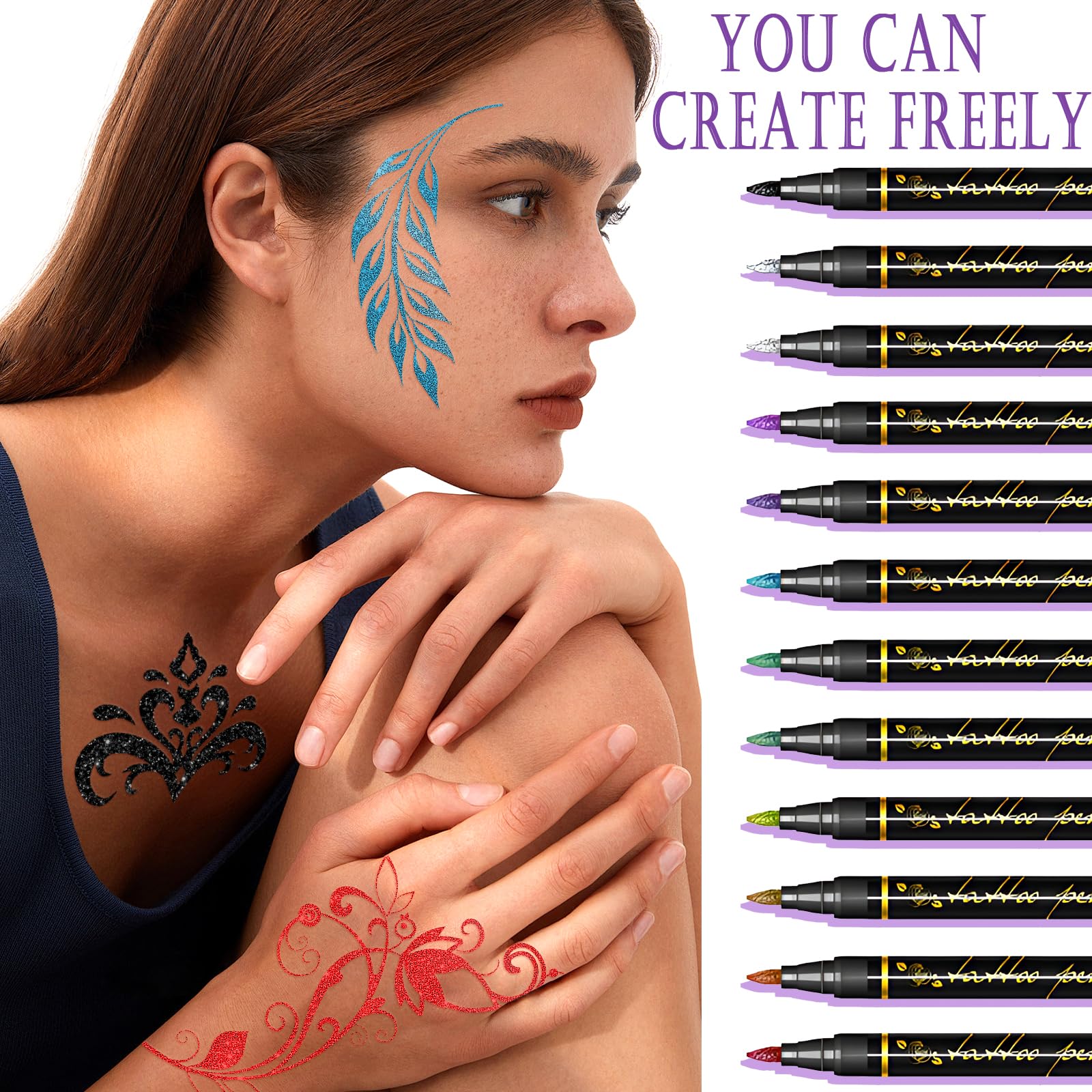 Metuu tattoo markers removal shows wipe-off capability with makeup remover or soap.