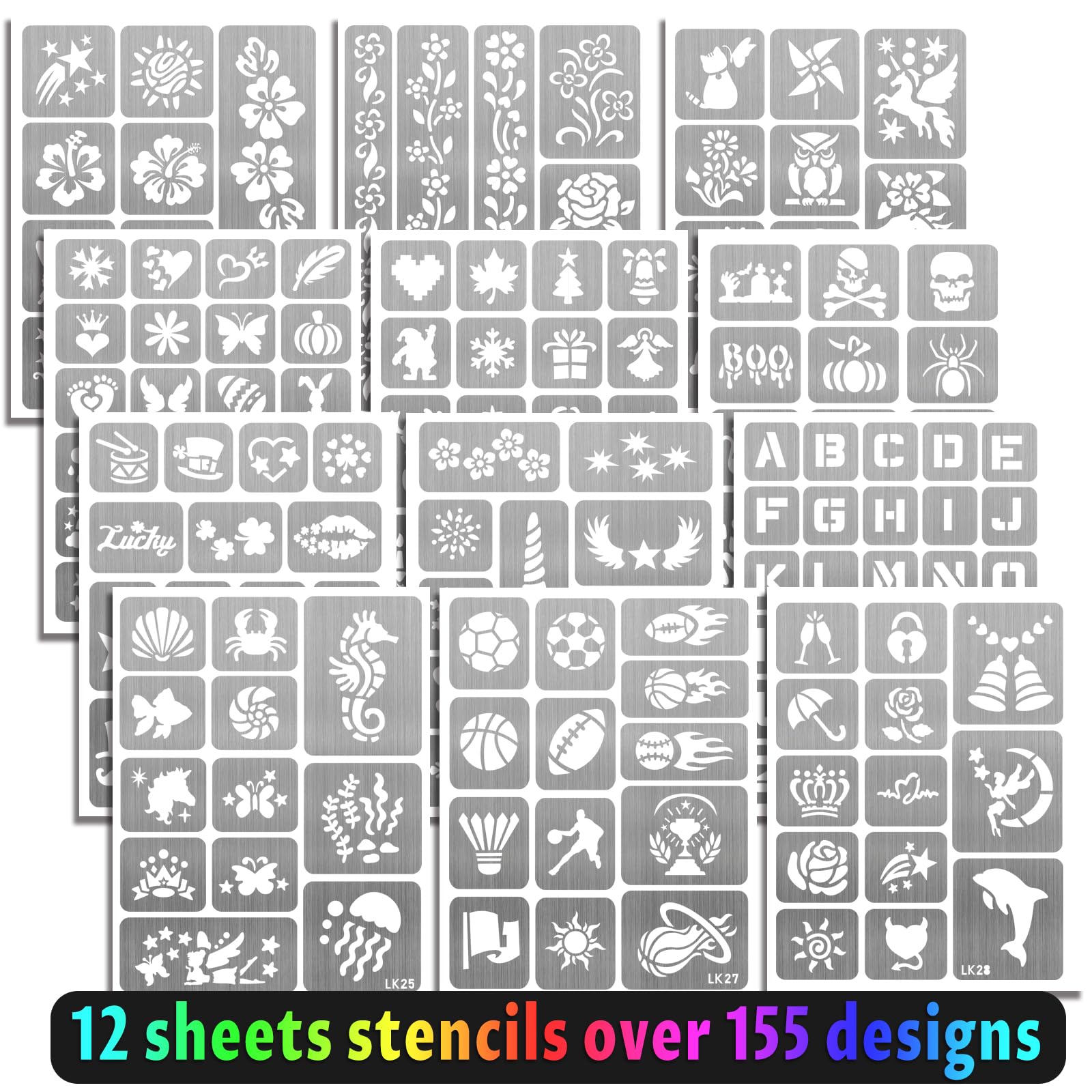 Metuu tattoo markers stencil designs highlight over 155 patterns for creative tracing.