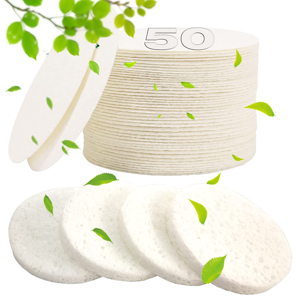 METUUTER compressed facial sponge round 2-8 inch for precise cleansing around pores