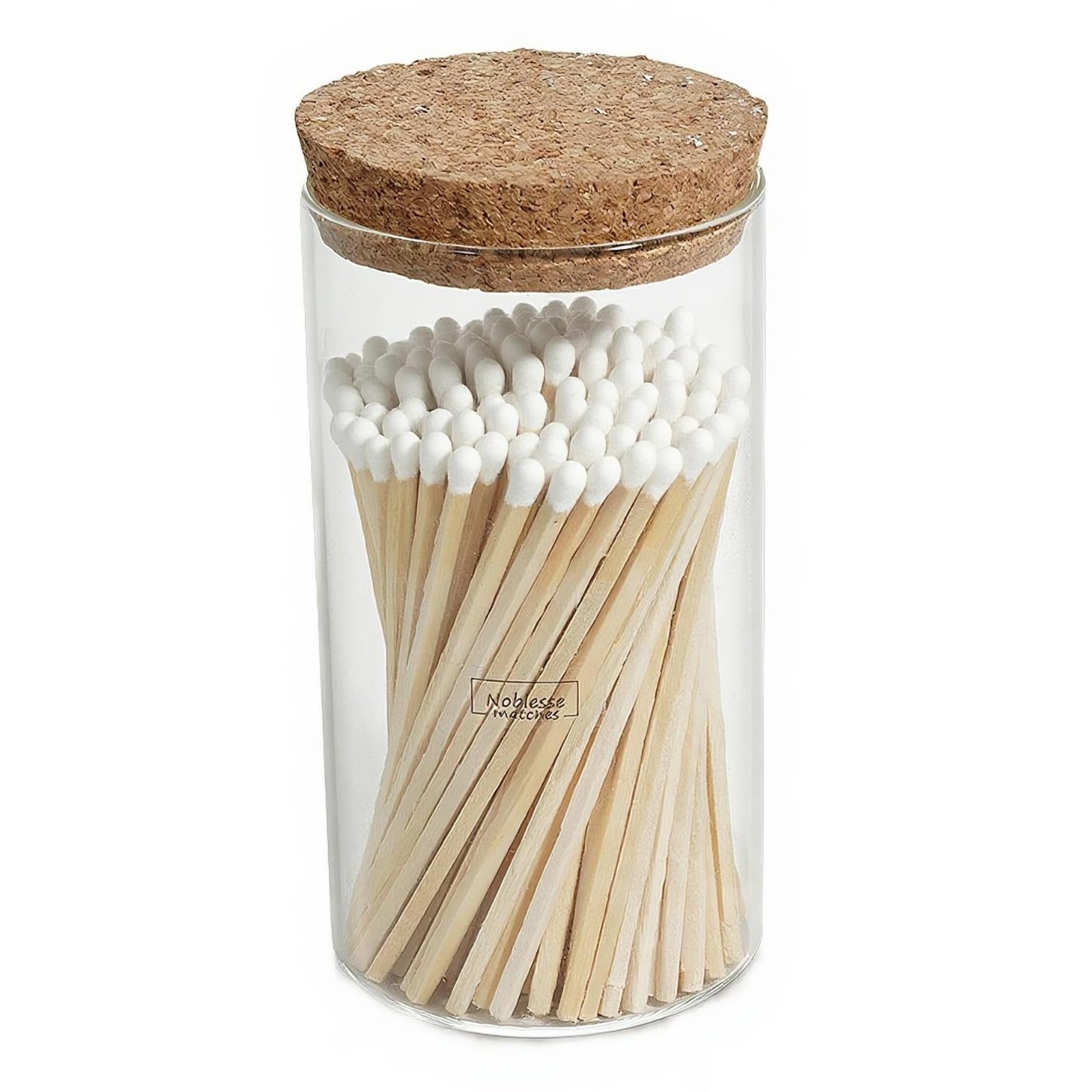 Meya Luxury colored safety matches in a glass jar for stylish candle lighting