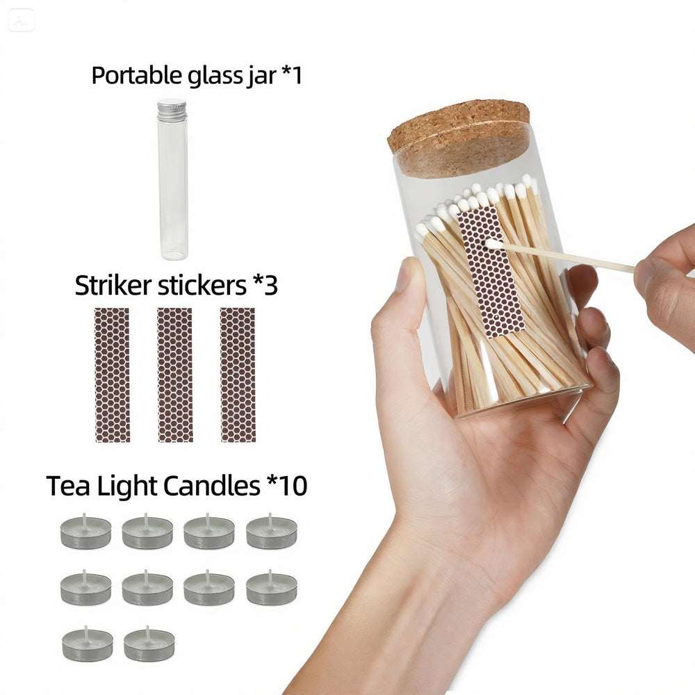 Meya Luxury reusable glass jar keeps matches tidy and decorative