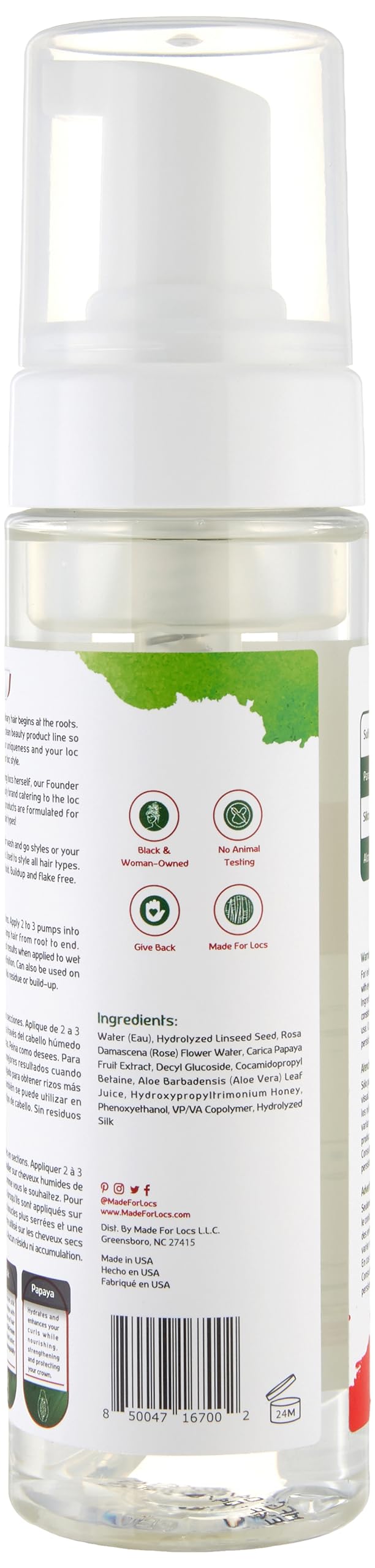 MFL Locs Mousse linaza, definición duradera para estilos de locs