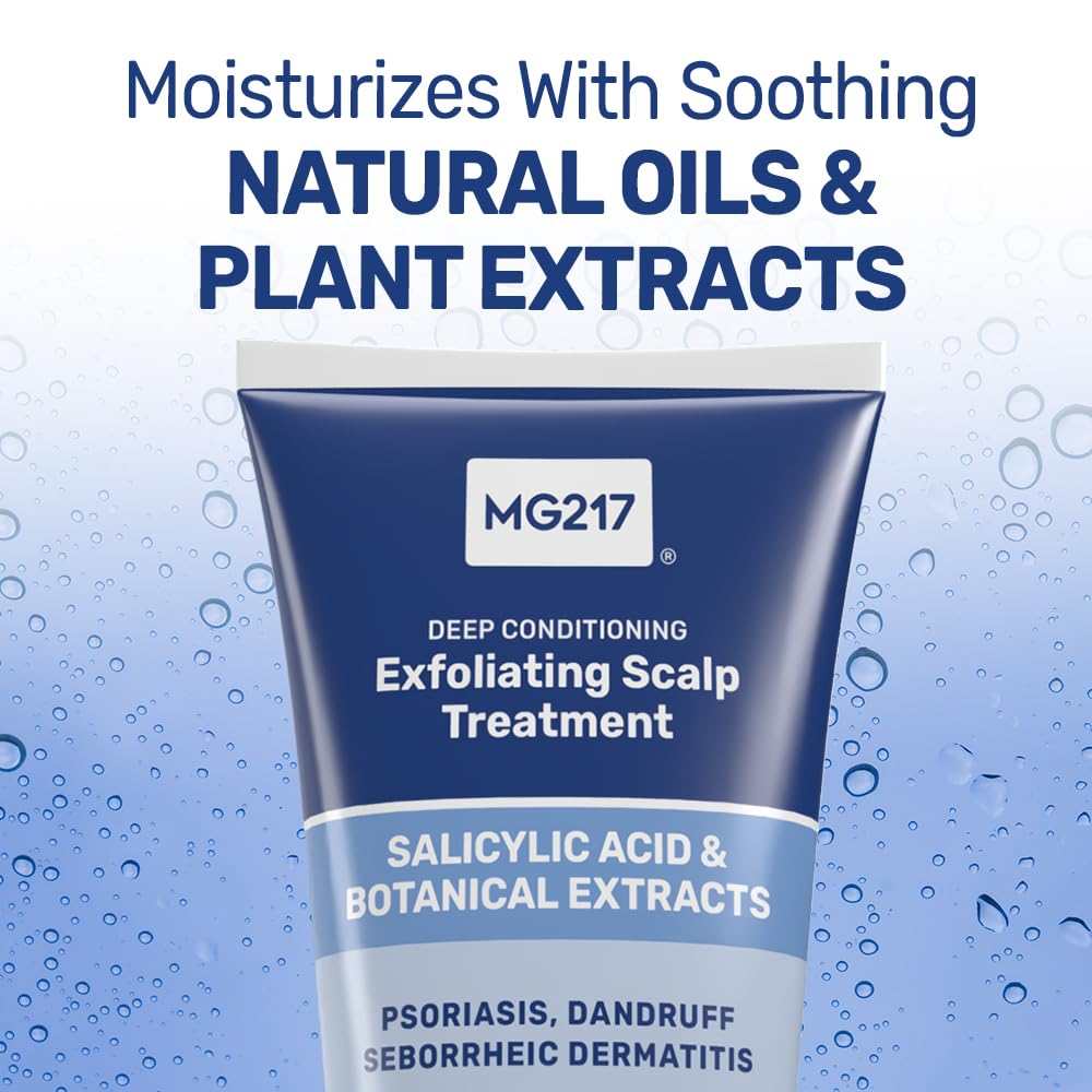 MG217 sulfate-free formula graphic underscores gentle cleansing for scalp health.