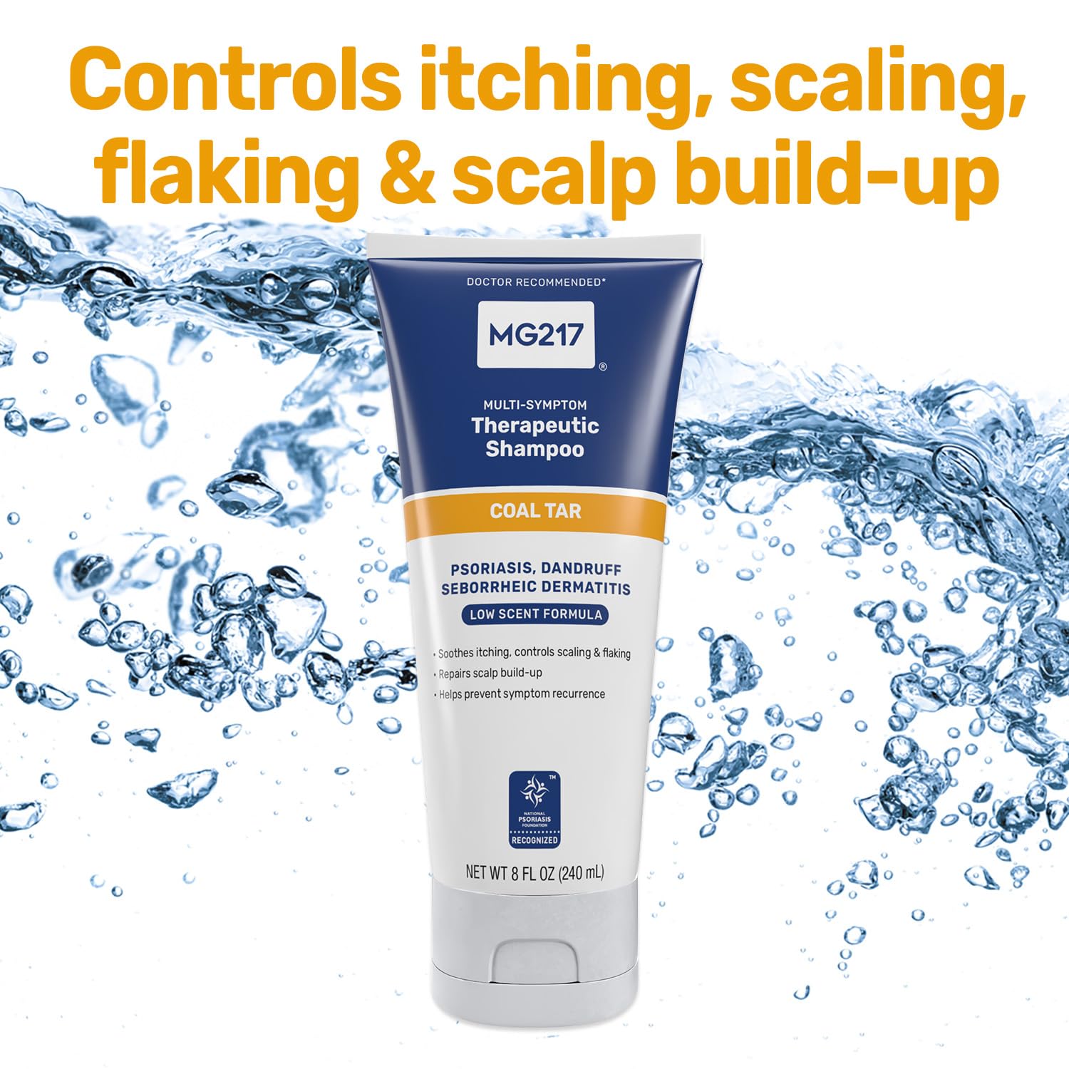 MG217 therapeutic scalp treatment foam showing rich lather