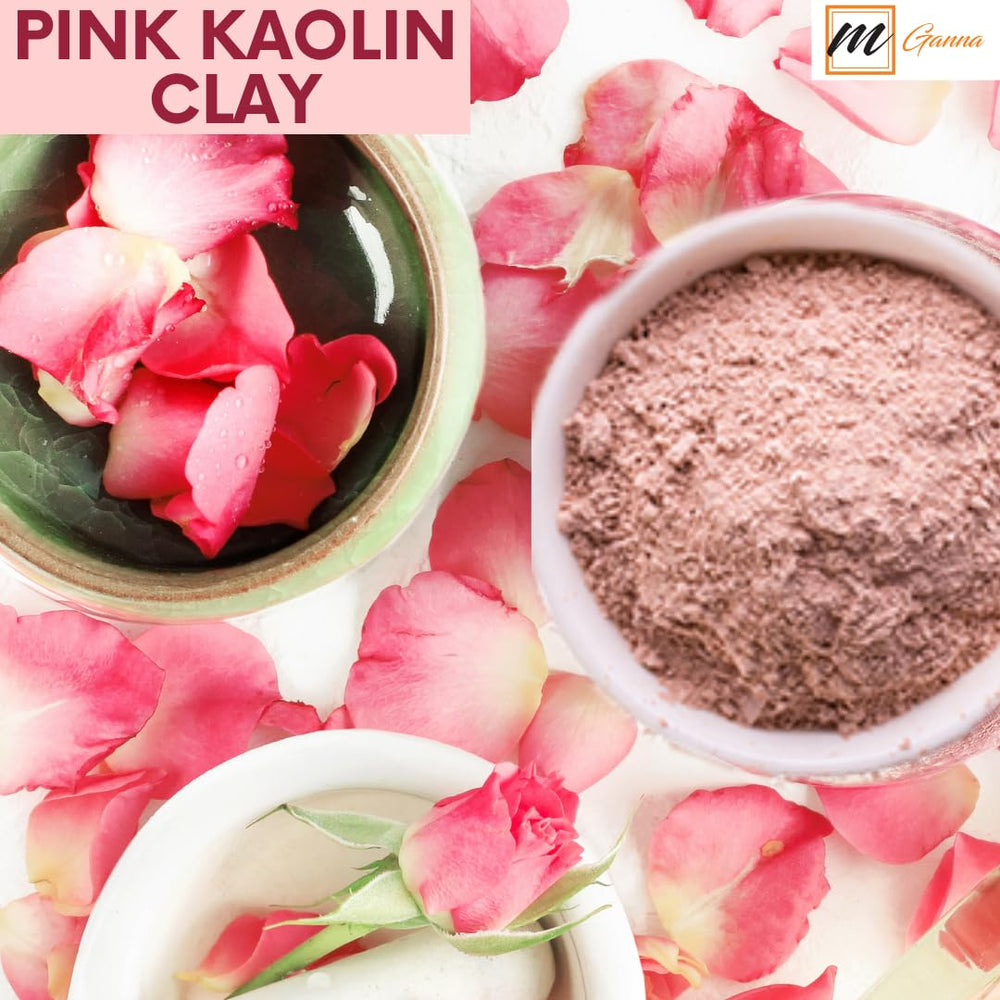 mGanna Rose Clay Powder application on skin demonstrates calming cleansing.