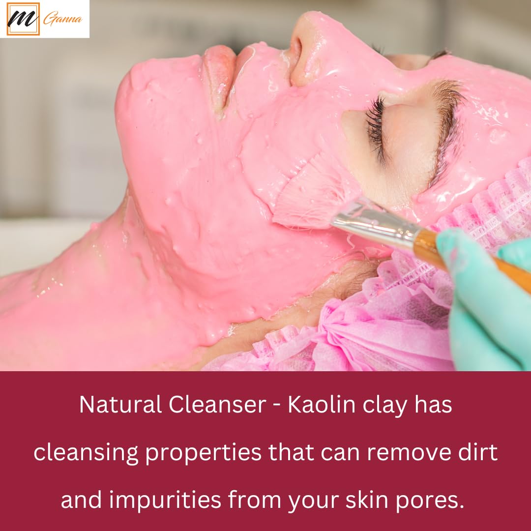mGanna Rose Clay Powder measuring scoop demonstrates precise dosage.