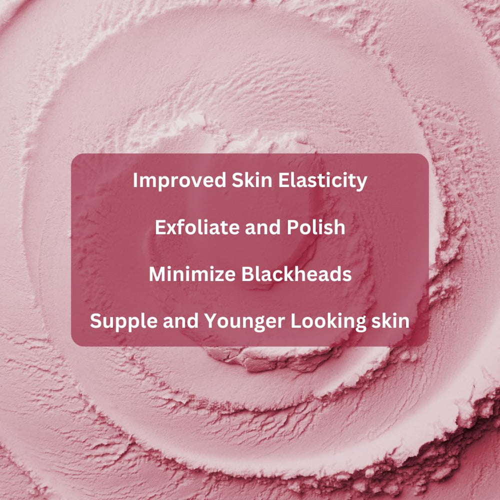 mGanna Rose Clay Powder packaging label emphasizes natural ingredients.