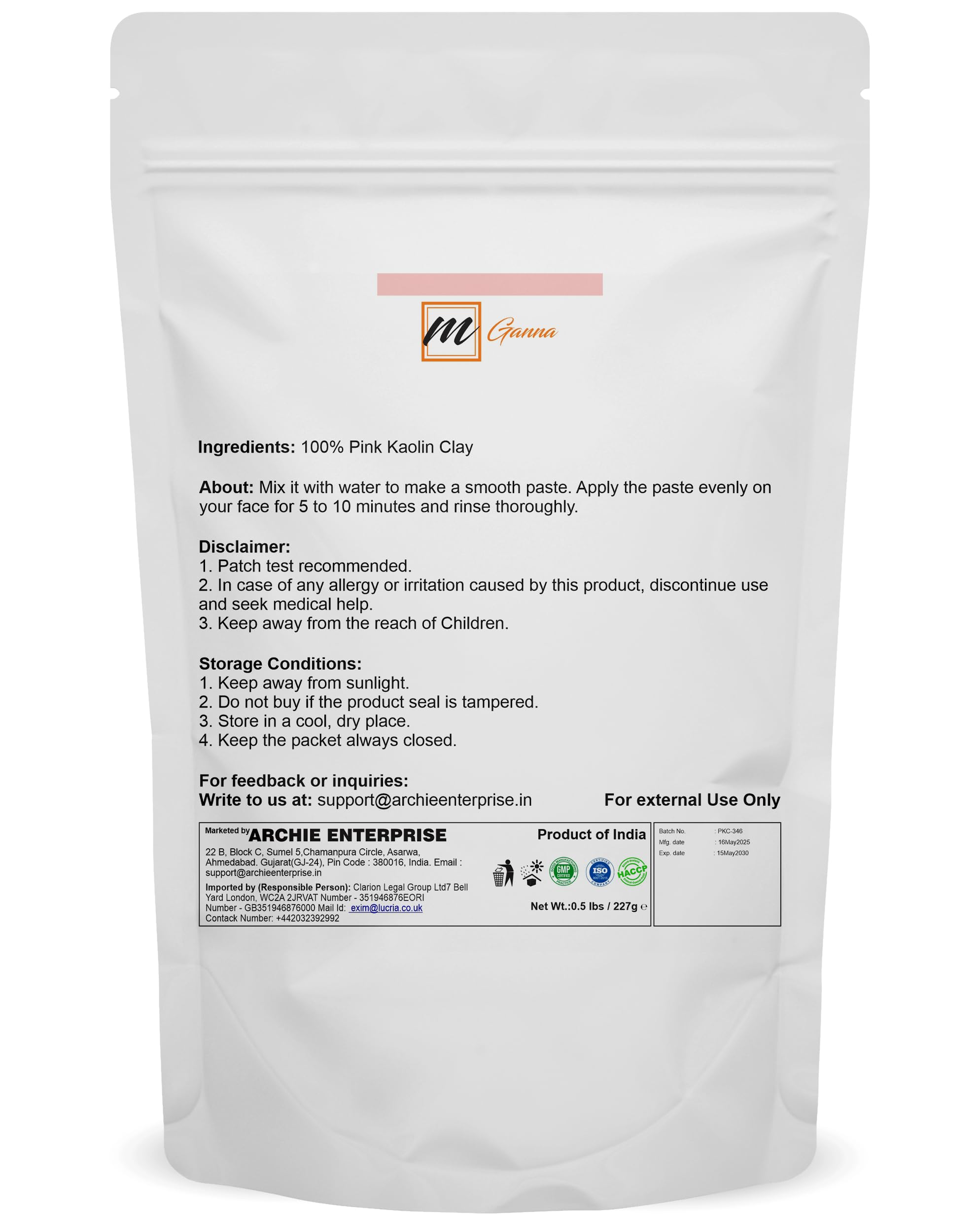 mGanna Rose Clay Powder closeup shows natural pink hue and mineral richness.
