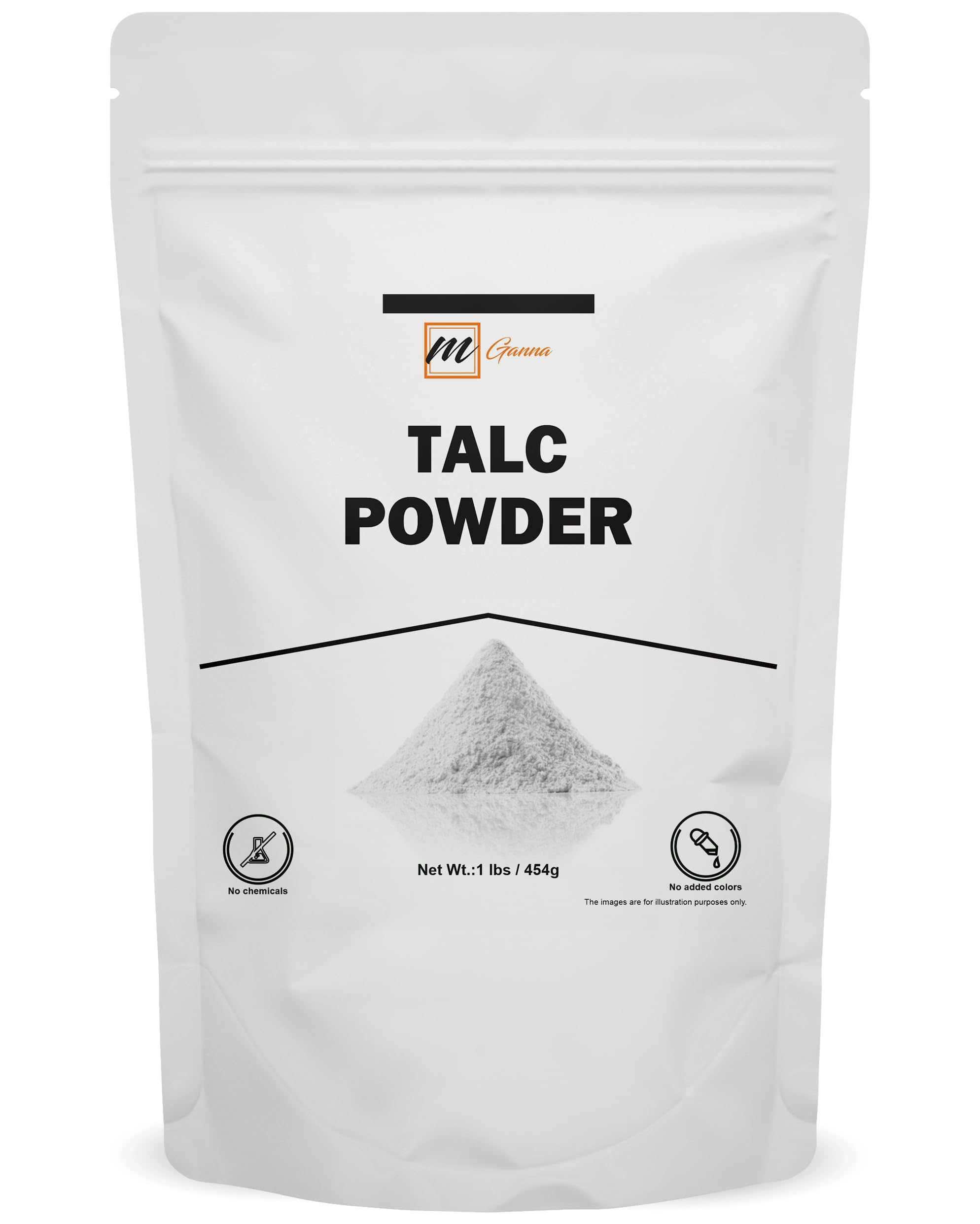 mGanna talco natural frente: acabado suave para cosméticos.