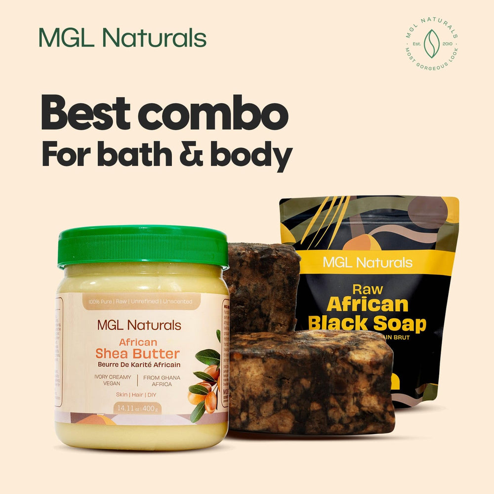 MGL Naturals manteca karité marfil, formato práctico para viaje y uso diario.