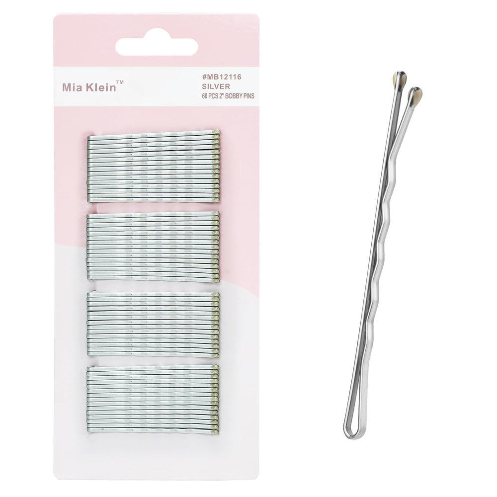 Pinzas Mia Klein de 2 pulgadas con punta bola ofrecen sujeción firme para todo tipo de peinados.