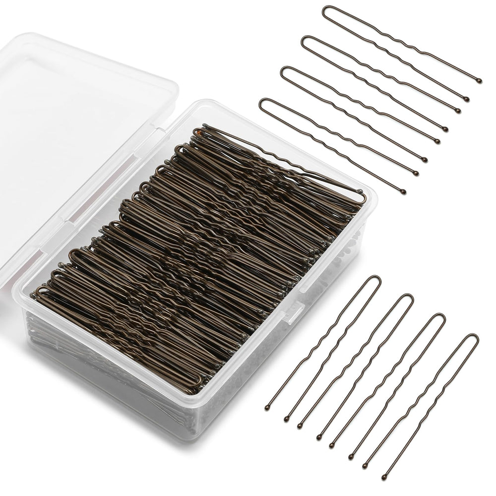 Mia Klein U Shaped Hair Pin brown close-up highlighting secure grip