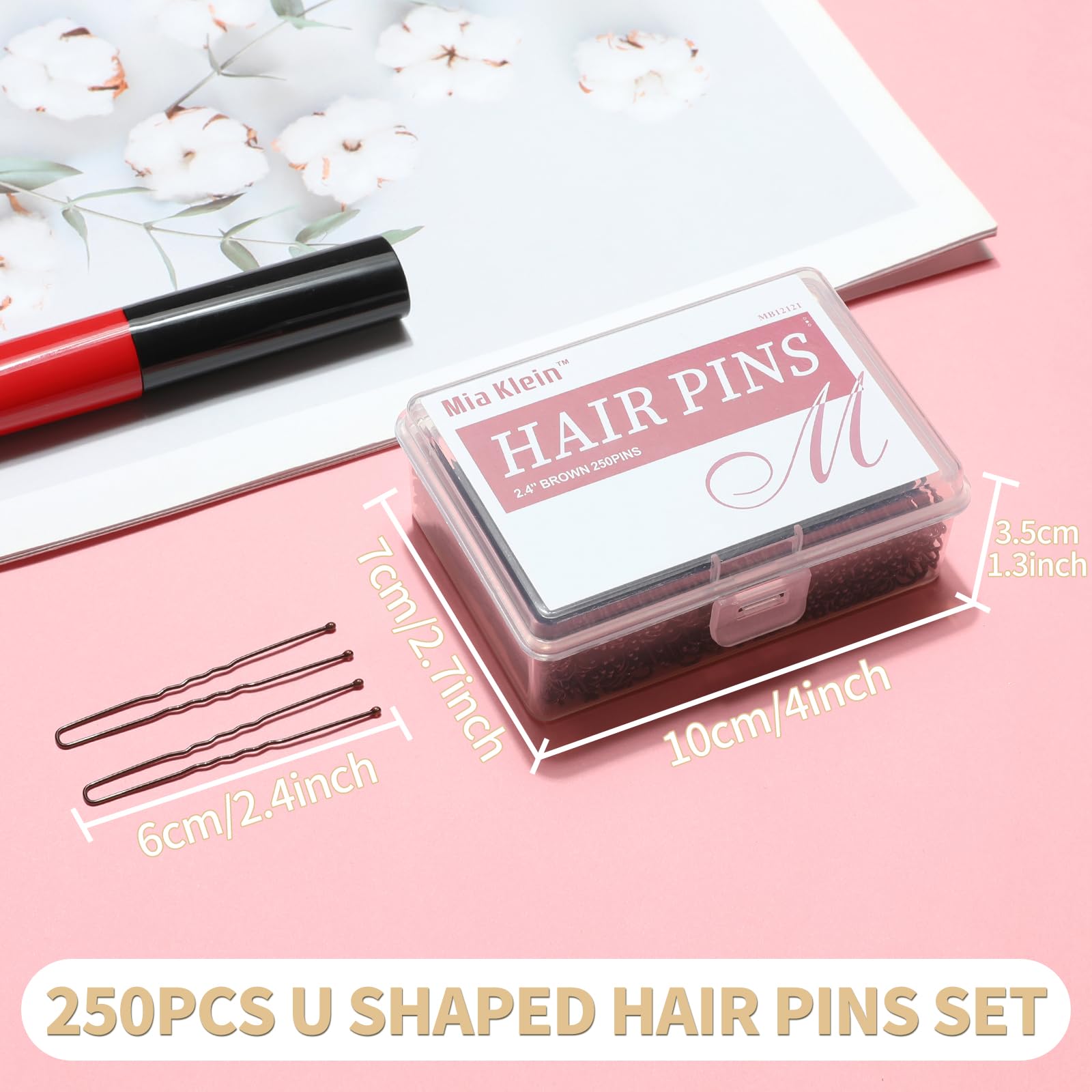 Mia Klein U Shaped Hair Pin in bun view showcases versatile updo support
