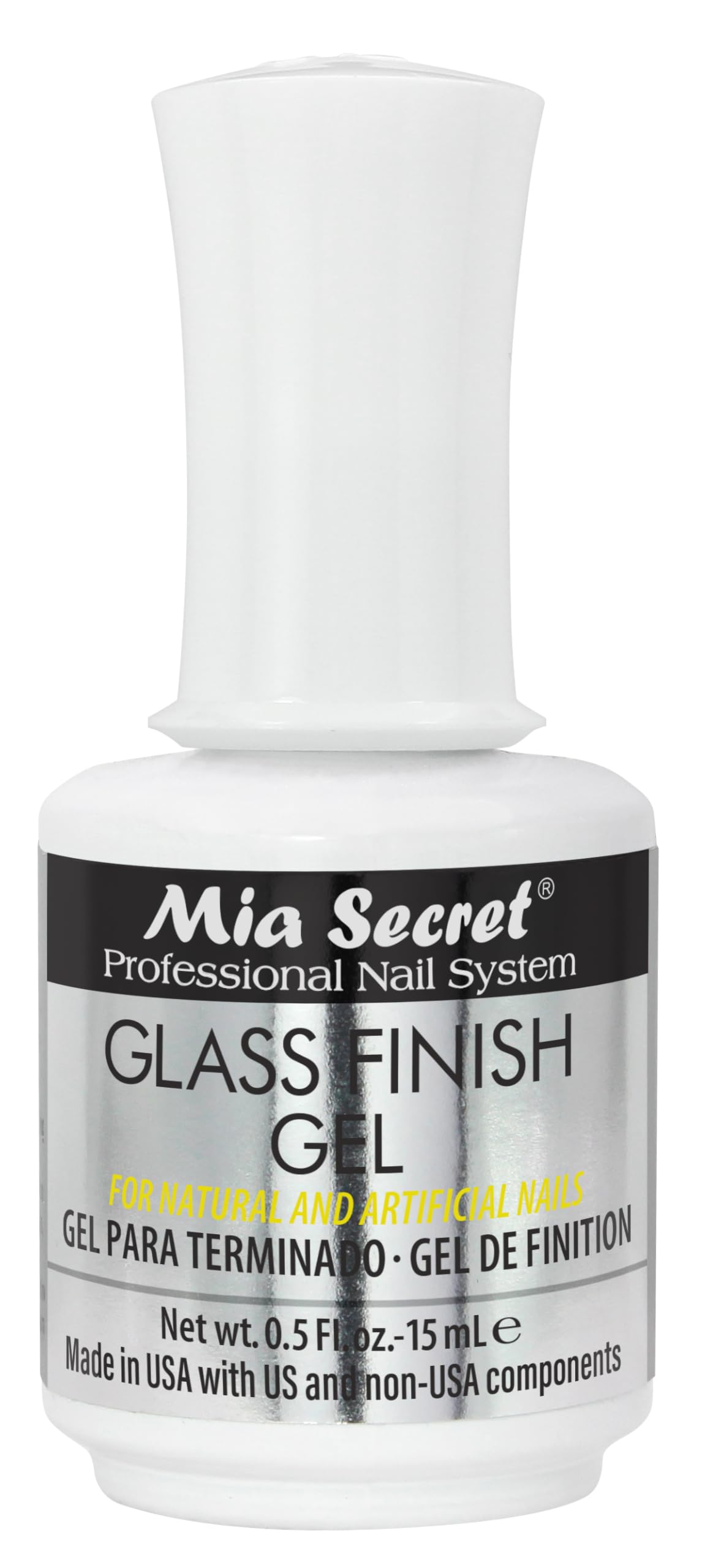 Mia Secret acabado vidrio gel UV-LED envase 15 ml, para uñas naturales.