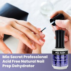 Base natural de Mia Secret sin ácido para uñas con adherencia estable.