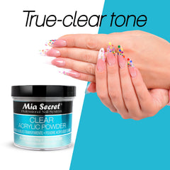 Mia Secret Clear Acrylic Powder pairs with Polymia for durable salon results.