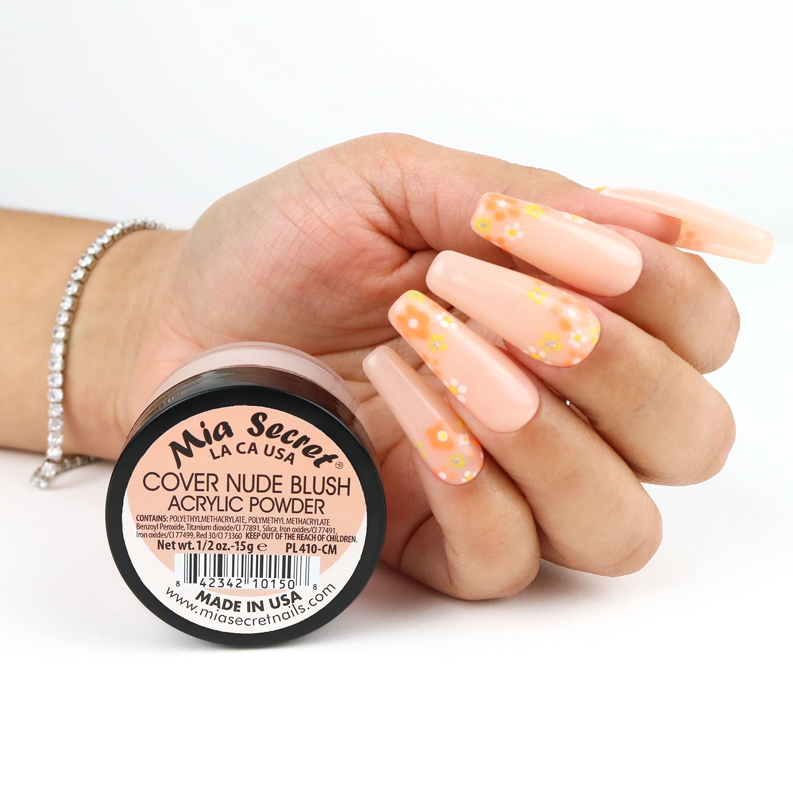 Mia Secret Cover Nude Blush acrylic powder swatch for smooth, long-lasting nails