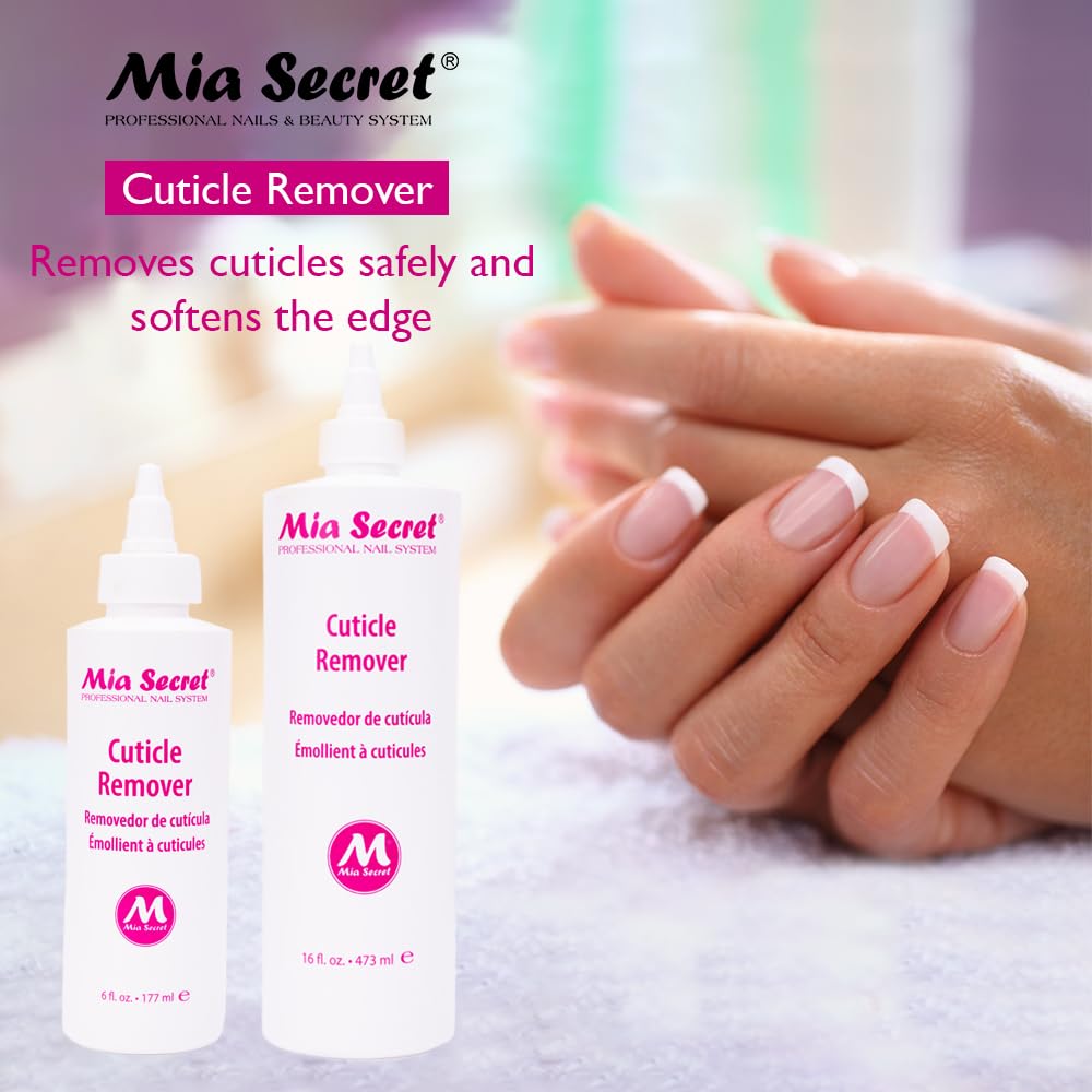Mia Secret Cuticle Softener remover dispensing action for easy application.