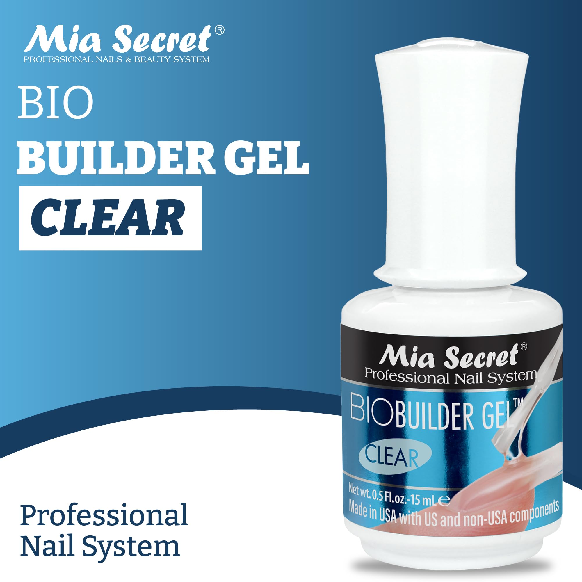 Mia Secret gel claro con pincel, aplicación suave para principiantes y profesionales