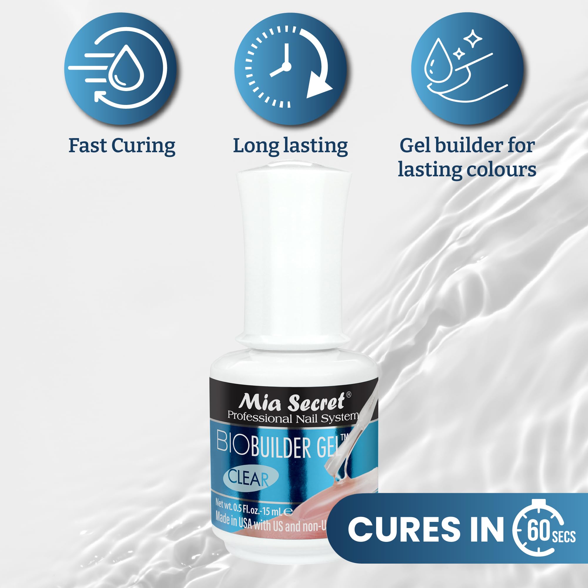 Uñas naturales reforzadas con gel claro para aspecto pulido