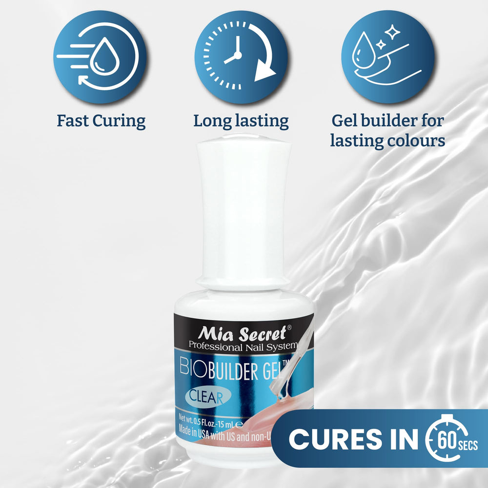 Uñas naturales reforzadas con gel claro para aspecto pulido