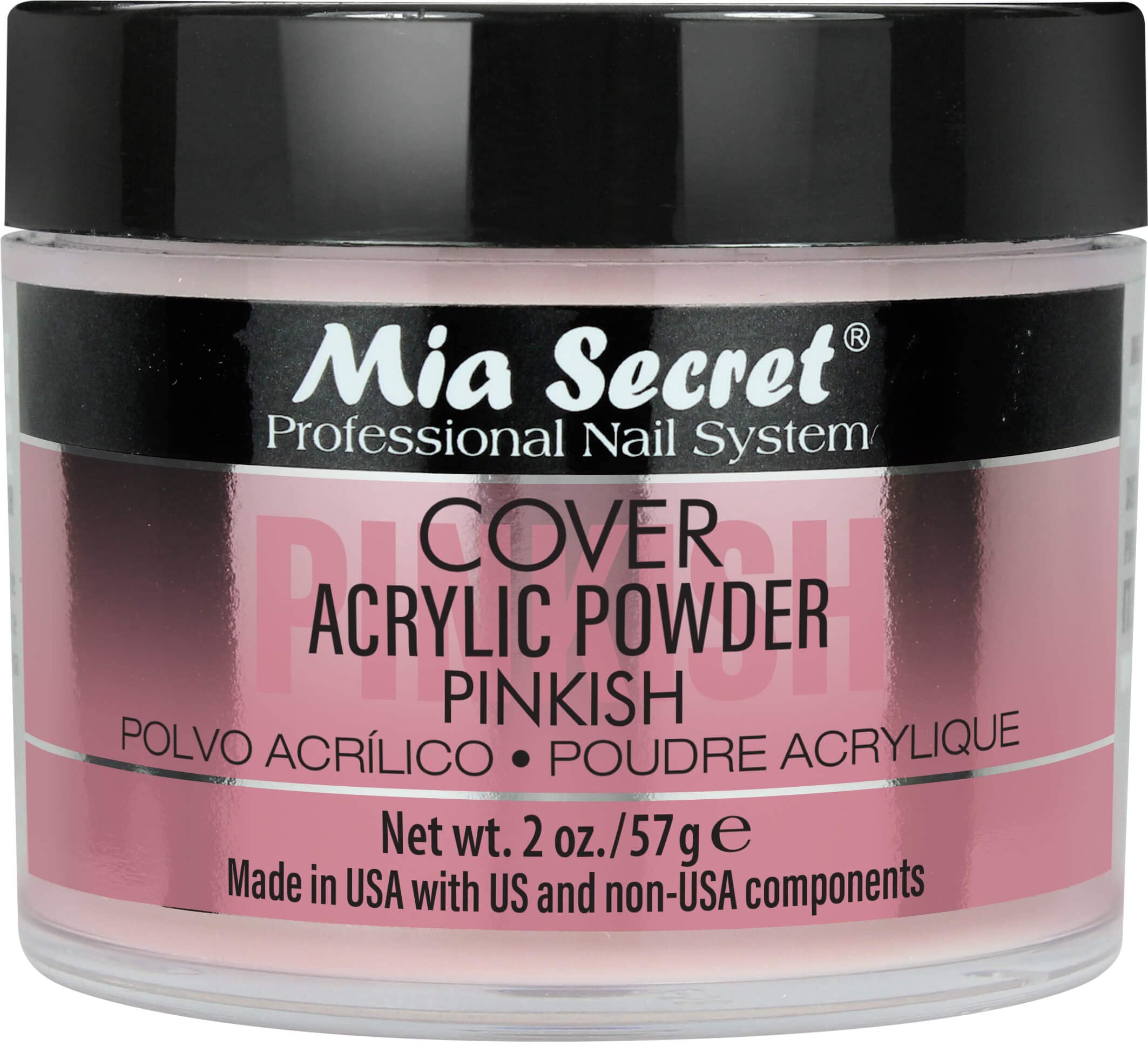 Mia Secret Polvo acrílico Pinkish, cobertura para extender la uña y cubrir imperfecciones.